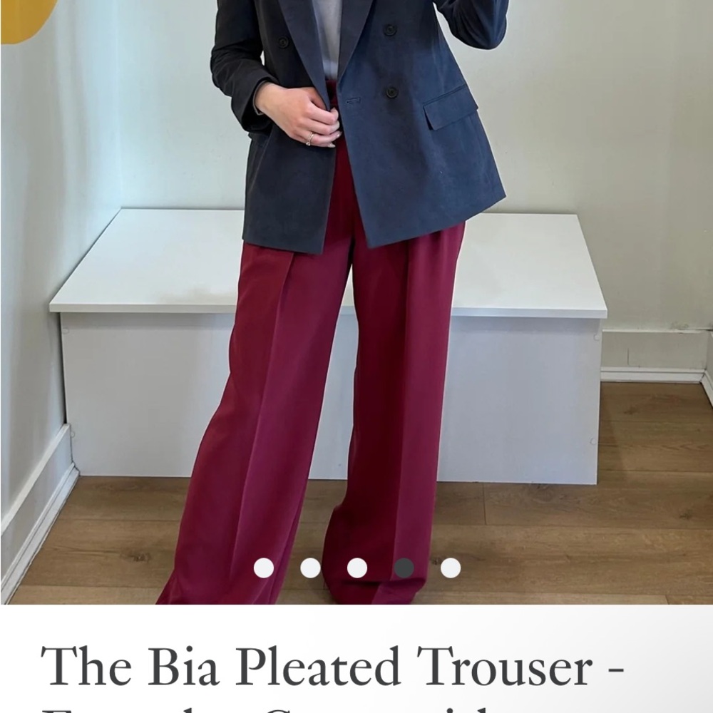 MM Lafleur Burgundy Wide-Leg Pleated Trousers